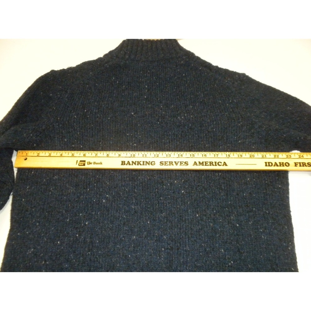 John‎ Lewis Sweater Mens XL Blue Marled Cable Knit 1/4 Zip Merino Wool Fisherman - Picture 12 of 16